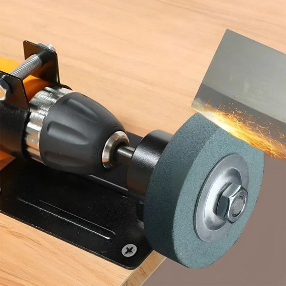 Насадка на дриль з точильним каменем та гайковим ключем / Шліфувальний камінь для заточування ножів, ножиць та свердлів | Зображення 1