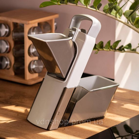 Овочерізка ручна універсальна з контейнером 19×12.5×34 см слайсер для овочів кухонна овочерізка HP-8-67 | Зображення 8