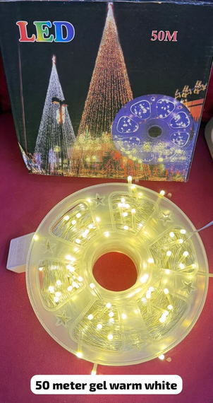 Гирлянда на катушке, от сети, Buble  50м, 8 режимов, теплый белый/ Светодиодная гирлянда на елку | Зображення 3