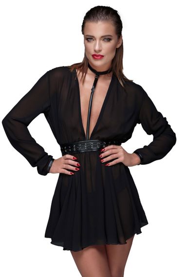 Сукня прозора з поясом і чокером F150 Noir Handmade XXL