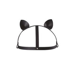 Маска кішечки Bijoux Indiscrets MAZE - Cat Ears Headpiece Black, екошкіра Sex Aura