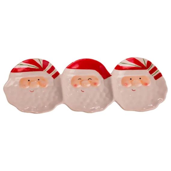Блюдо сервировочное новогоднее для закусок Santa Claus 33.5×12.5 (см) из фарфора CR-1-33