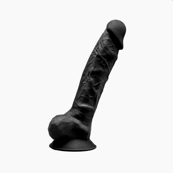 Фалоімітатор SilexD Vetus Black (MODEL 1 size 8in), двошаровий, силікон + Silexpan, діаметр 4,2см Sex Aura | Зображення 1