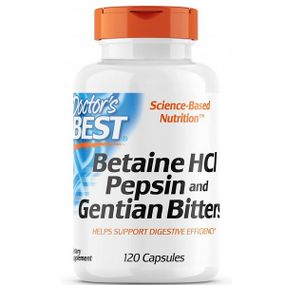 Бетаина гидрохлорид Doctor's Best Betaine HCL, Pepsin and Gentian Bitters 120 Caps