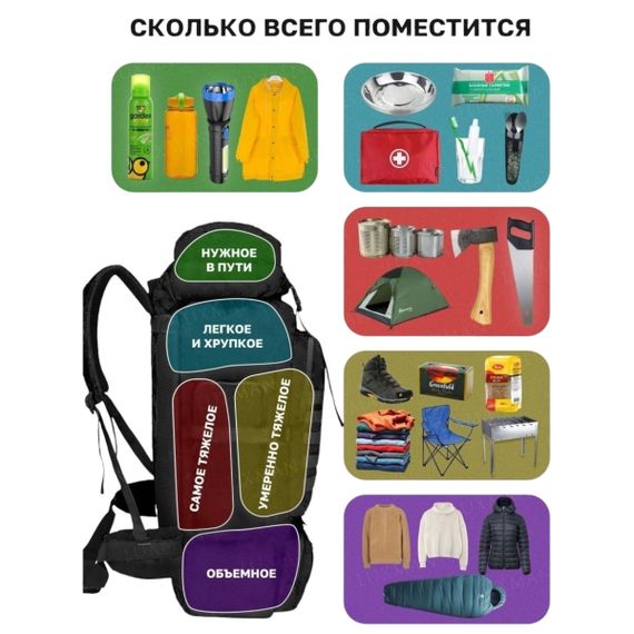 Солдатський рюкзак військовий 70 л, Місткий тактичний рюкзак, Тактичний речовий VI-886 військовий рюкзак | Зображення 5