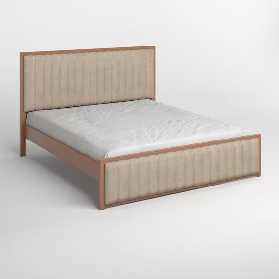 Двоспальне дерев'яне ліжко Mebigrand Відень Коричневий (RAL8025)/Аляска 23 (Бежевий) 160х190 см (MBG-10846) | Зображення 1