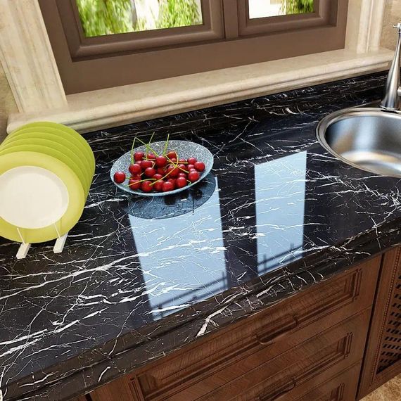 Самоклеюча плівка кухонна (3м х 60см), Supretto, Чорний мармур / Декоративна плівка для поверхонь | Зображення 7