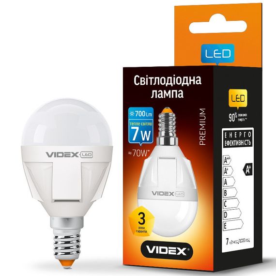 Світлодіодна лампа VIDEX PREMIUM G45 7W E14 3000K (VL-G45-07143) | Зображення 2