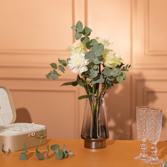 Скляна ваза для квітів 1.8 л декоративна прозора ваза для букета 25 см Сіра HP-10-2 | Зображення 1