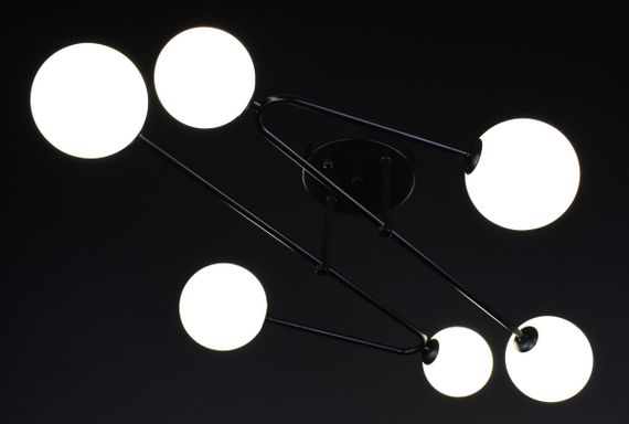 Люстра стельова на 6 лампочок 27900 Чорний 25х80х80 см. | Зображення 5