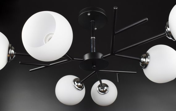 Люстра стельова на 6 лампочок 27068 Чорний 34х70х70 см. | Зображення 4