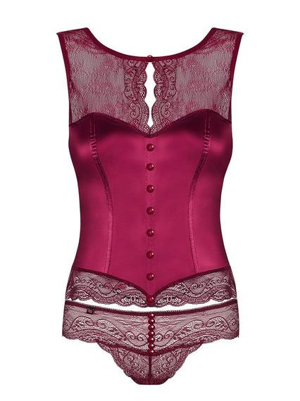Корсет із трусиками Obsessive Miamor corset Бордовий S/M | Зображення 2