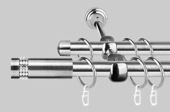 Карниз для штор дворядний металевий 19 мм, Хантос Сталевий 320 див. (стик труб)