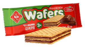 Вафлі з начинкою Wafers Diet з ароматом шоколаду 50г (214318)