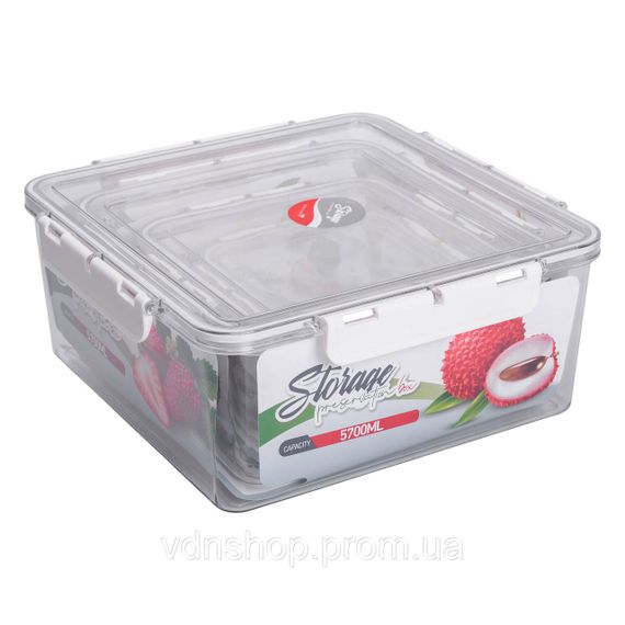 Набір харчових контейнерів для їжі 4 шт 0.7/1.7/3.3/5.7 л на засувках HP-27-4 | Зображення 5