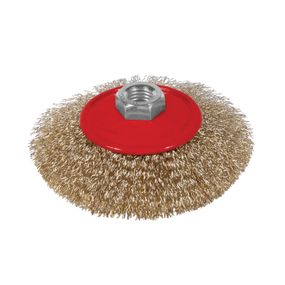 Щітка дротяна конусоподібна Sigma Ø100мм М14×2мм (латуньованна) (9016101)