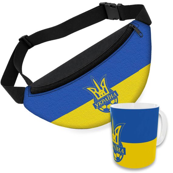 Дитячий набір Футбол сумка-бананка + керамічна кружка з принтом (5705)