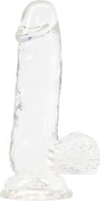 Прозрачный фаллоимитатор на присоске ADDICTION — Clear Dildo with Balls 6″, вибропуля в подарок sexstyle