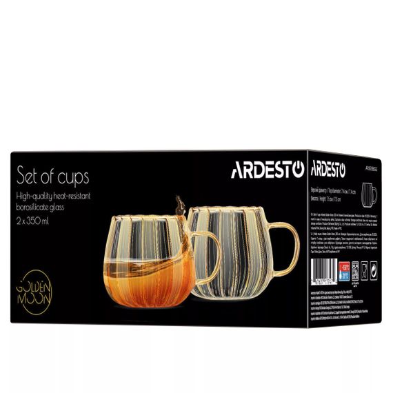 Набор чашек Ardesto Golden Moon AR2635BGG 350 мл 2 шт золотистый | Зображення 5