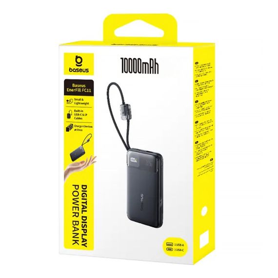 Портативний ЗП Power Bank Baseus EnerFill FC11 PD45W with cables 10000 mAh (E00310) Cosmic Black | Зображення 2