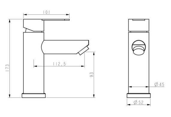 Змішувач для умивальника Brinex Pure 001F Graphite BRIPUR001FGRP | Зображення 4
