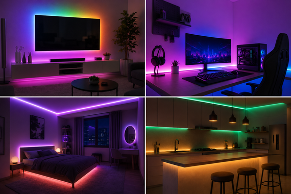 Гнучка світлодіодна стрічка RGB USB 10м / Стрічка з пультом для підсвічування телевізора, монітора, меблів / LED стрічка від павербанку | Зображення 1