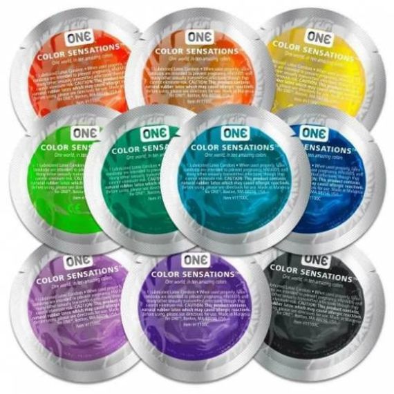 Презервативи One Color Sensation набір різних кольорів, 5 шт. Sex Aura
