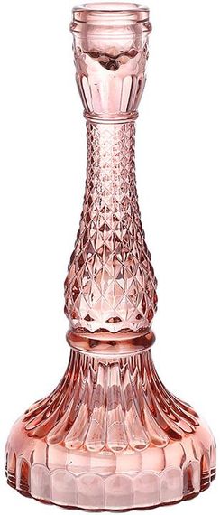 Свічник скляний "Crystal Glass" Ø11х22см, рожеве скло