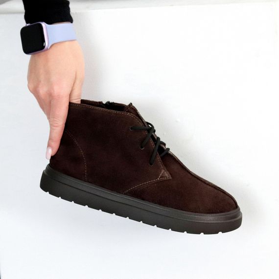 Дизайнерські черевики дезерти натуральна замша колір Шоколад