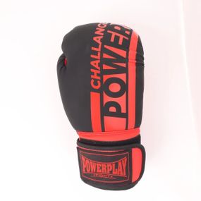 Боксерские перчатки PowerPlay 3086 Matt Challenger Черно-Красные 14 унций