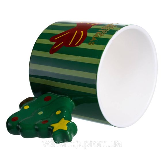 Чашка порцелянова новорічна Merry Christmas 350 (мл) Зелена Yiwu FM-CS-51GR | Зображення 1