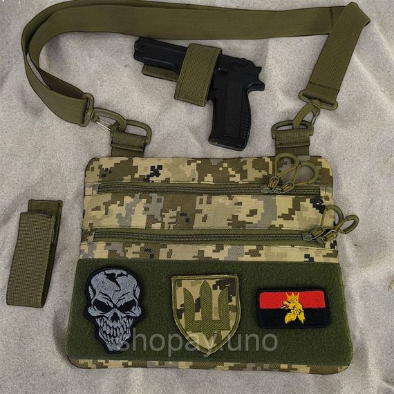 Тактична сумка‑кобура AOR‑1, Cordura, піксель камуфляж, 4 кишені, зйомна кобура, водонепроникна | Зображення 9