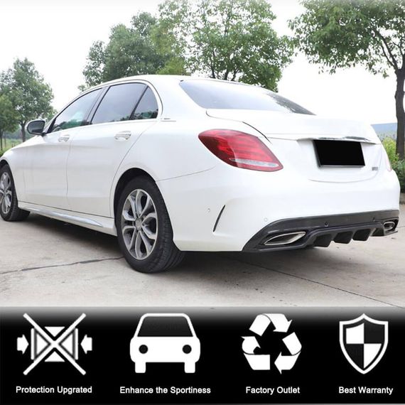 Дифузор заднього бампера (для SD C43/C63 AMG 2015-2019, Карбон) для Mercedes C-сlass W205 рр | Зображення 1