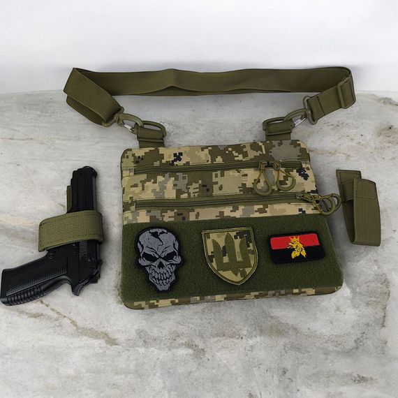 Сумка-кобура піксель камуфляж, тактична чоловіча наплічна сумка з тканини кордури AOR -1 | Зображення 5