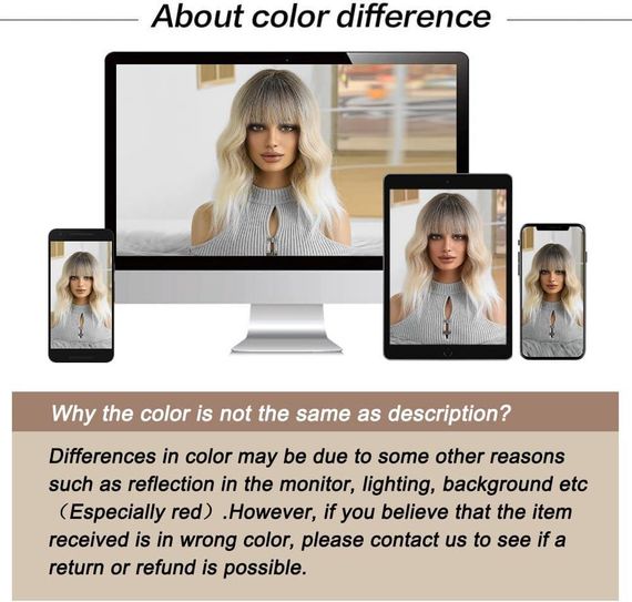 Перука коротка хвиляста каре блонд омбре з чубчиком, термостійке синтетичне волосся з натуральним проділом,  для зміни образу | Зображення 8