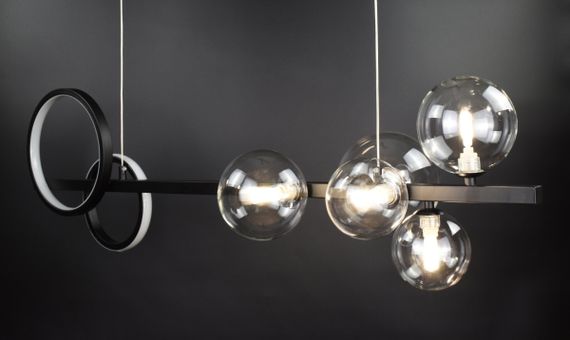 Люстра підвісна на 5 лампочок 26686 Чорний 40-180х33х95 см. | Зображення 2