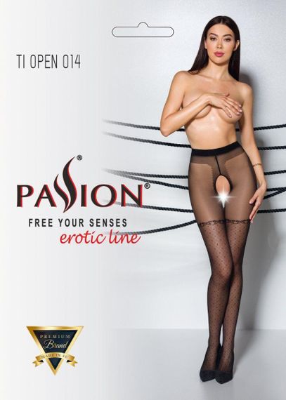 Колготки з відкритим доступом, імітація панчіх Passion TIOPEN 014 3/4 (20 den), black Sex Aura | Зображення 2
