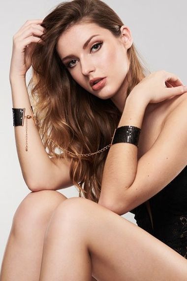 Браслети-наручники DESIR METALLIQUE чорні Bijoux Indiscrets | Зображення 2