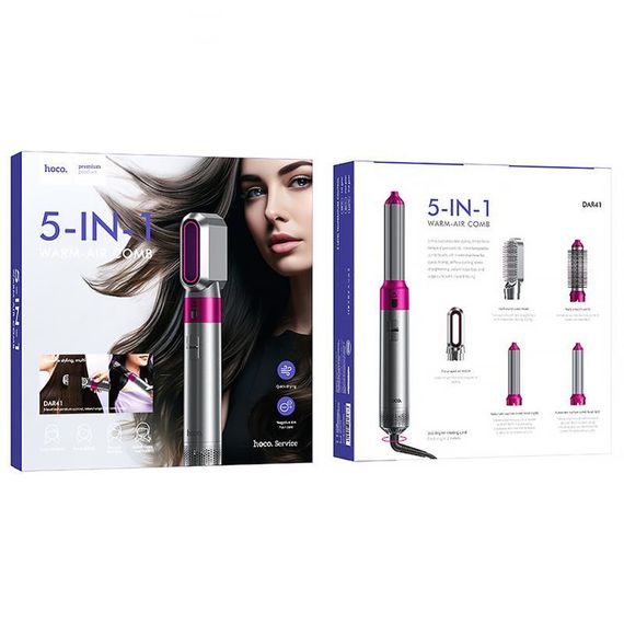 Стайлер Hoco DAR41 Warm-air Comb 5in1 Rose Red | Зображення 4