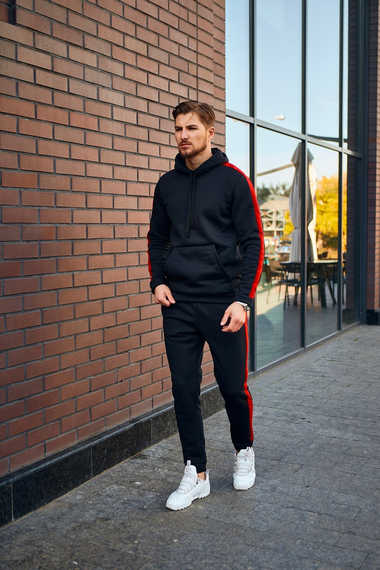 Костюм Лампас Зима черно-красный S | Зображення 1