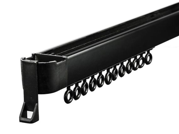 Потолочный усиленный однорядный алюминиевый карниз для тяжелых штор, Strim ручной Черный 125см.