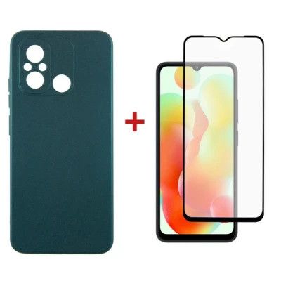 Чехол для мобильного телефона Dengos Kit for Xiaomi Redmi 12C case + glass (Green) (DG-KM-53)