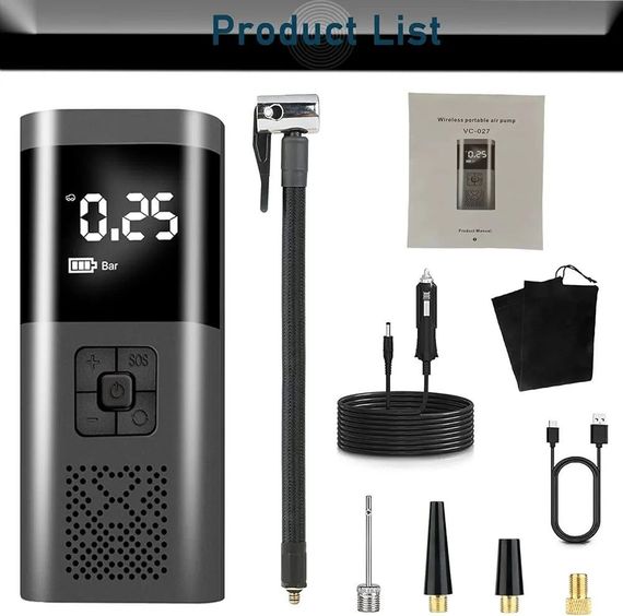 Компресор для накачування Wireless air pump VC027 чорний XPRO (43758-VC027_1012) | Зображення 3