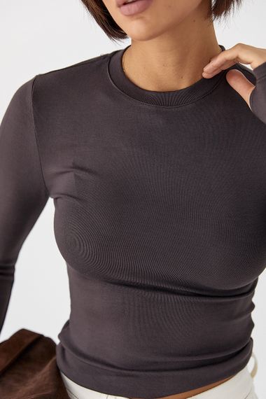 Однотонний еластичний лонг - темно-коричневий цвет, L (є розміри) | Зображення 3