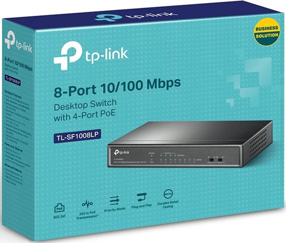 Коммутатор TP-LINK TL-SF1008LP 8x1FE/4xPoE 41W неуправляемый 250м (TL-SF1008LP) | Зображення 7