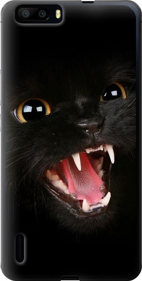 Чехол на Huawei Honor 6 Plus Чёрная кошка "932u-179-17620"