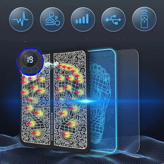 Умный USB массажёр для ног с EMS стимуляцией, 8 режимов массажа и 19 уровней интенсивности | Зображення 1