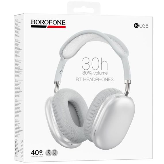 Накладні бездротові навушники Borofone BO36 Tone Silver | Зображення 1