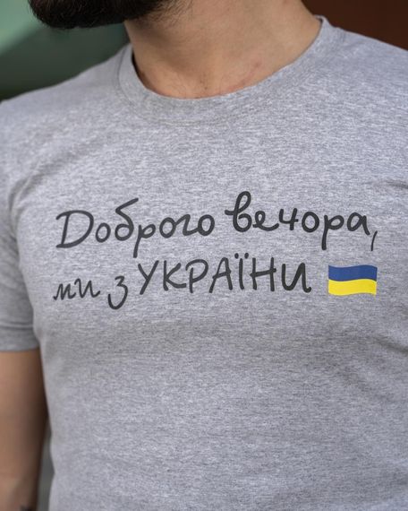 Футболка чоловіча з принтом "Доброго Вечора ми з України" Intruder сіра (1967302295) | Зображення 3