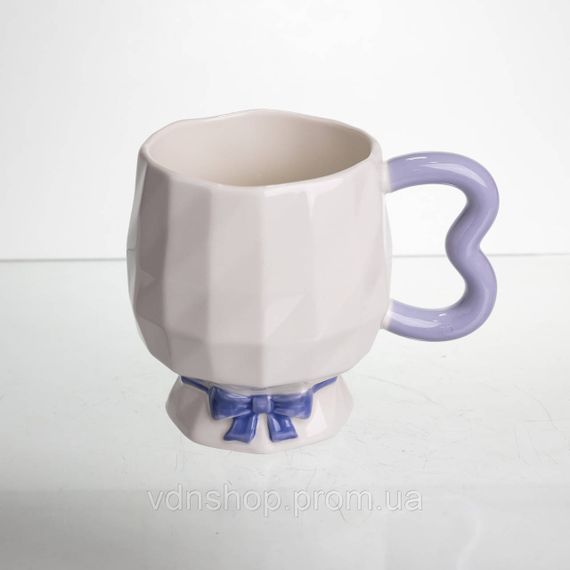 Чашка фарфоровая на ножке 400 (мл) оригинальная кружка на подарок чашка для чая и кофе Сиреневый FM-39A | Зображення 1